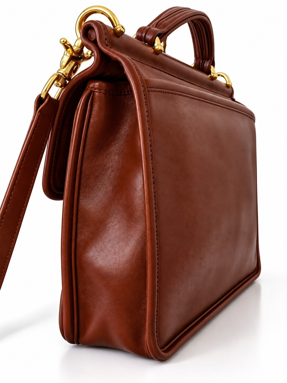 Vintage Coach British Tan Glove-tanned Leather Satchel Brass Hardware USA Made - Picture 6 of 15